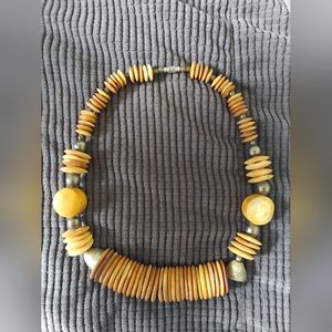 Vintage Wooden Disc Beaded Necklace